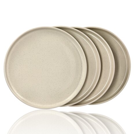Discountershop Dinerborden Set – Crème Keramische Borden 26,3 cm – Glanzend Servies met Opstaande Rand – Voor Horeca, Restaurants en Feestdagen