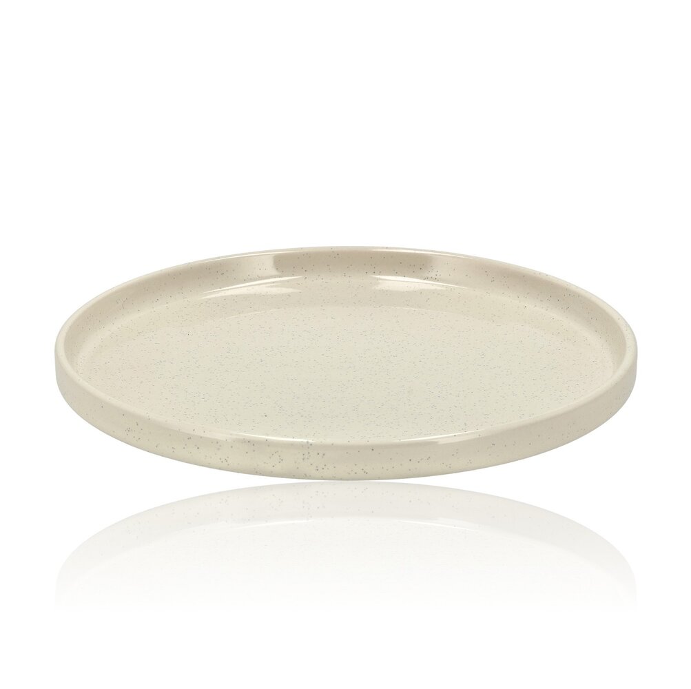 Discountershop Dinerborden Set – Crème Keramische Borden 26,3 cm – Glanzend Servies met Opstaande Rand – Voor Horeca, Restaurants en Feestdagen