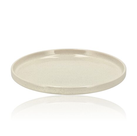 Discountershop Dinner Plate Set – Cream Ceramic Plates 26.3 cm – Glossy Tableware with Raised Edge – For Hospitality, Restaurants and Holidays