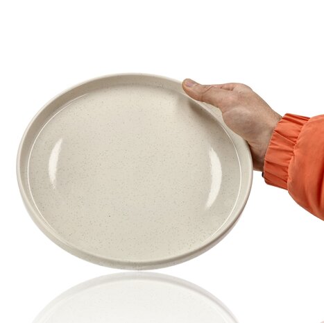 Discountershop Dinerborden Set – Crème Keramische Borden 26,3 cm – Glanzend Servies met Opstaande Rand – Voor Horeca, Restaurants en Feestdagen