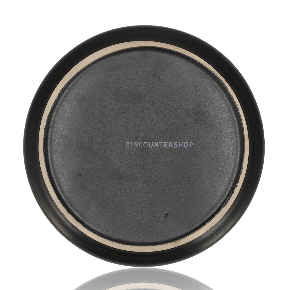 Discountershop Ceramic Breakfast Plates Black Ø20 cm – Cake Plates & Dessert Plates, Dishwasher & Microwave Safe Tableware