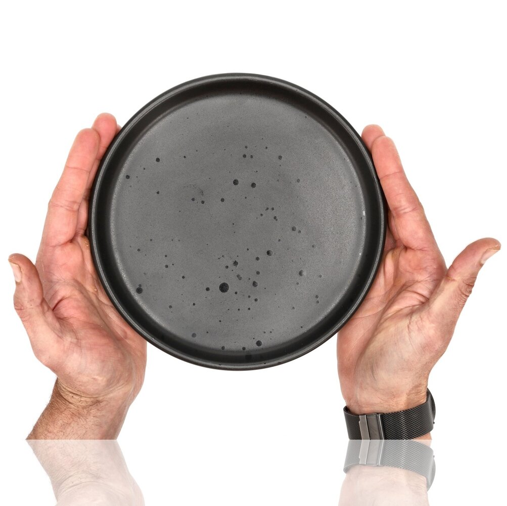 Discountershop Ceramic Breakfast Plates Black Ø20 cm – Cake Plates & Dessert Plates, Dishwasher & Microwave Safe Tableware