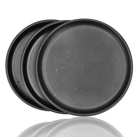 Discountershop Ceramic Breakfast Plates Black Ø20 cm – Cake Plates & Dessert Plates, Dishwasher & Microwave Safe Tableware
