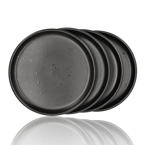 Discountershop Ceramic Breakfast Plates Black Ø20 cm – Cake Plates & Dessert Plates, Dishwasher & Microwave Safe Tableware