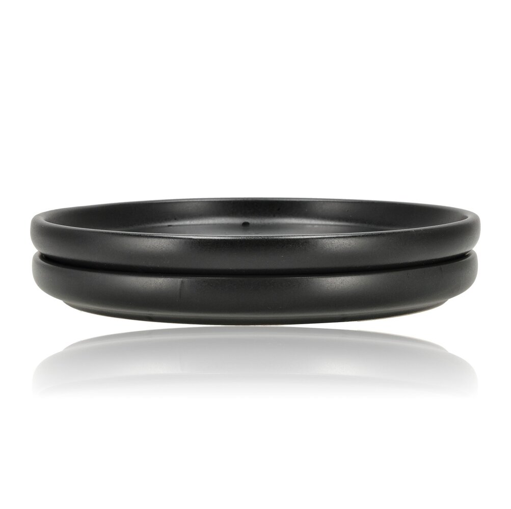 Discountershop Ceramic Breakfast Plates Black Ø20 cm – Cake Plates & Dessert Plates, Dishwasher & Microwave Safe Tableware