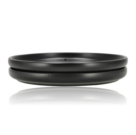 Discountershop Ceramic Breakfast Plates Black Ø20 cm – Cake Plates & Dessert Plates, Dishwasher & Microwave Safe Tableware