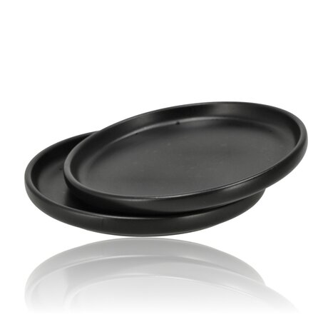 Discountershop Ceramic Breakfast Plates Black Ø20 cm – Cake Plates & Dessert Plates, Dishwasher & Microwave Safe Tableware