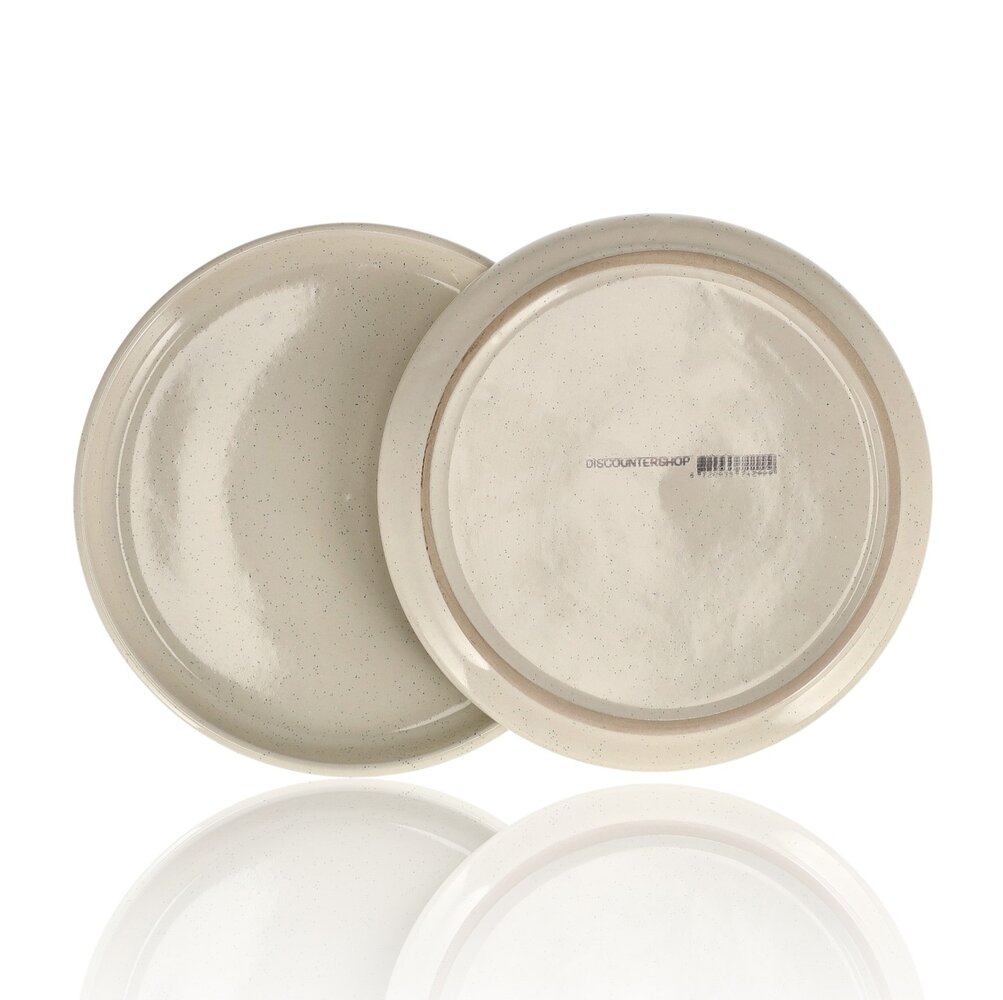 Discountershop Ceramic Breakfast & Cake Plates Ø20 cm – Cream Dessert Plates, Dishwasher & Microwave Safe Kitchen Tableware