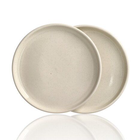 Discountershop Ceramic Breakfast & Cake Plates Ø20 cm – Cream Dessert Plates, Dishwasher & Microwave Safe Kitchen Tableware