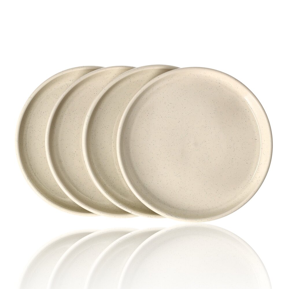 Discountershop Ceramic Breakfast & Cake Plates Ø20 cm – Cream Dessert Plates, Dishwasher & Microwave Safe Kitchen Tableware
