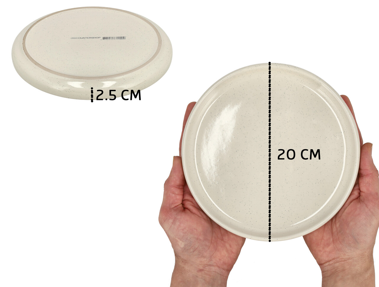 Discountershop Ceramic Breakfast & Cake Plates Ø20 cm – Cream Dessert Plates, Dishwasher & Microwave Safe Kitchen Tableware