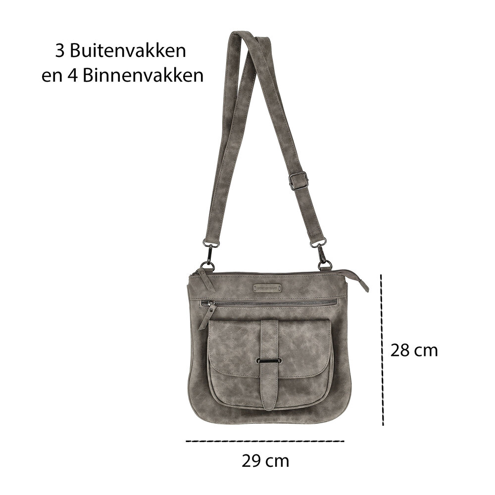 Bicky Bernard  Crossbody Bag Women – Shoulder Bag with Wide Adjustable Strap, Lightweight Flat Bag with 7 Pockets and Interchangeable Straps