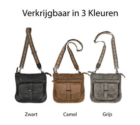 Bicky Bernard  Crossbody Tas Dames – Schoudertas met Brede en Verstelbare Band, Lichtgewicht Platte Tas met 7 Vakken en Verwisselbare Tassenriemen