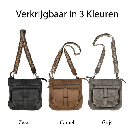 Bicky Bernard  Crossbody Tas Dames – Schoudertas met Brede en Verstelbare Band, Lichtgewicht Platte Tas met 7 Vakken en Verwisselbare Tassenriemen