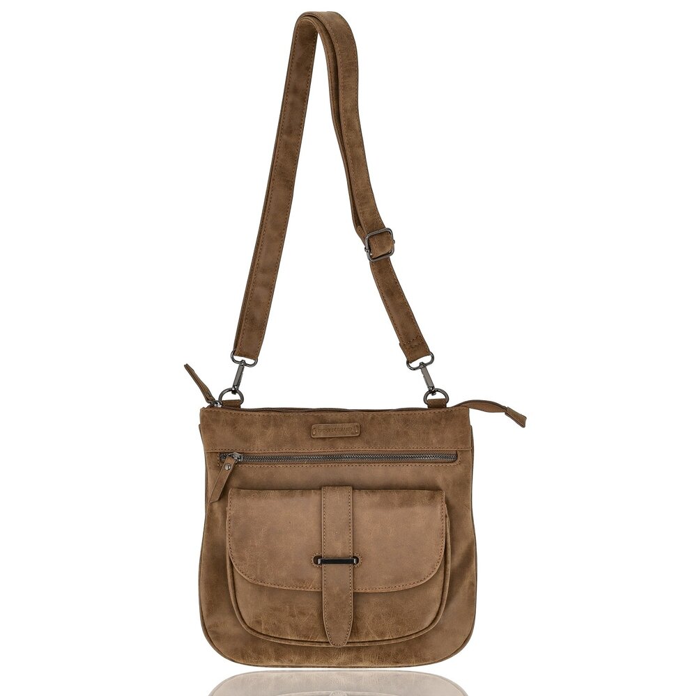 Bicky Bernard  Crossbody Tas Dames – Schoudertas met Brede en Verstelbare Band, Lichtgewicht Platte Tas met 7 Vakken en Verwisselbare Tassenriemen