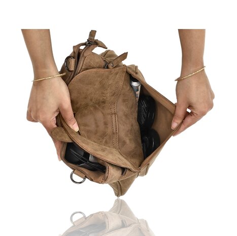 Bicky Bernard  Crossbody Tas Dames – Schoudertas met Brede en Verstelbare Band, Lichtgewicht Platte Tas met 7 Vakken en Verwisselbare Tassenriemen