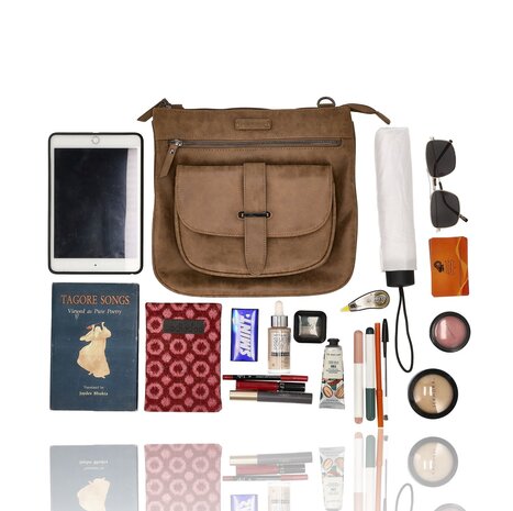 Bicky Bernard  Crossbody Bag Women – Shoulder Bag with Wide Adjustable Strap, Lightweight Flat Bag with 7 Pockets and Interchangeable Straps