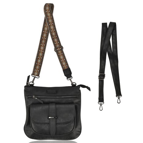 Bicky Bernard  Crossbody Tas Dames – Schoudertas met Brede en Verstelbare Band, Lichtgewicht Platte Tas met 7 Vakken en Verwisselbare Tassenriemen