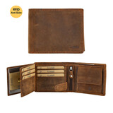 4 East Leather Billfold Wallet Men RFID – Card Holder with Coin Pocket, Anti-Skim Wallet for Cards, Cash and Coins