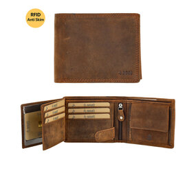 4 East Leather Billfold Wallet Men RFID – Card Holder with Coin Pocket, Anti-Skim Wallet for Cards, Cash and Coins