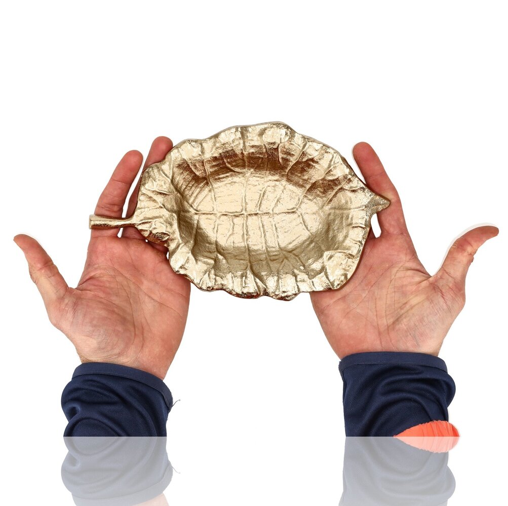 Discountershop Gold Leaf Fruit Bowl – Decorative Tray, Candle Holder Plate & Jewelry Dish for Table Decor & Home Accessories