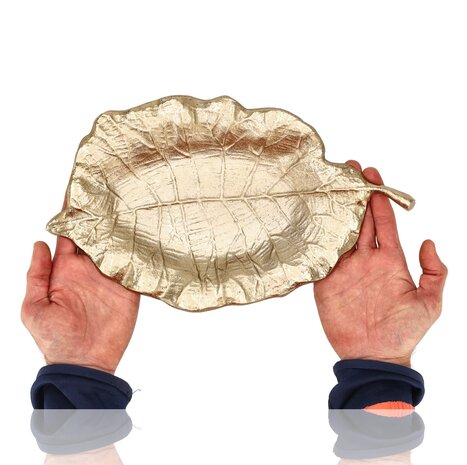 Discountershop Gold Leaf Fruit Bowl – Decorative Tray, Candle Holder Plate & Jewelry Dish for Table Decor & Home Accessories