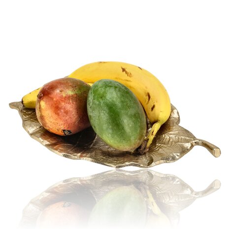 Discountershop Gold Leaf Fruit Bowl – Decorative Tray, Candle Holder Plate & Jewelry Dish for Table Decor & Home Accessories