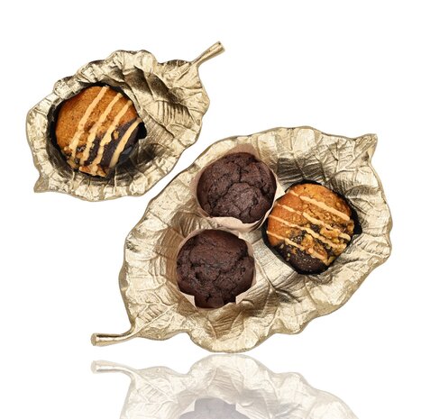 Discountershop Fruitschaal Gouden Bladvorm – Decoratie Dienblad, Kaarsenplateau en Sieradenschaal voor Tafeldecoratie & Woonaccessoires
