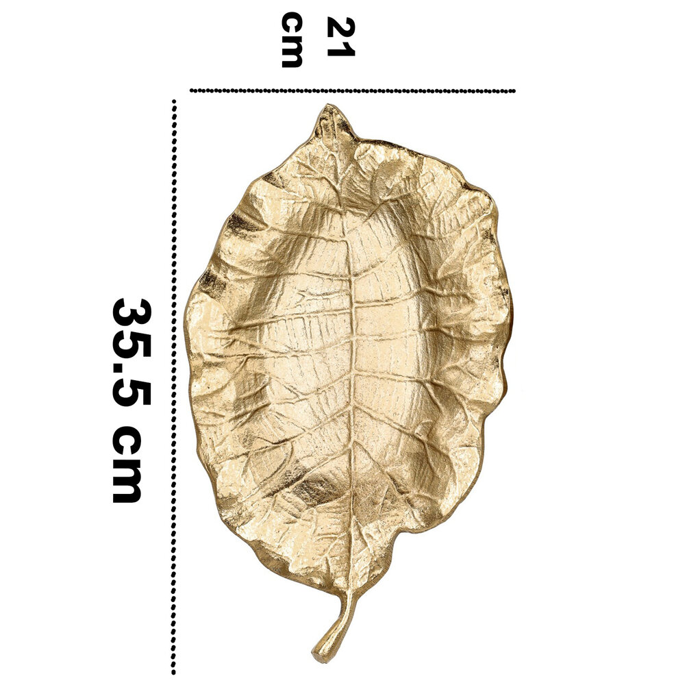 Discountershop Fruitschaal Gouden Bladvorm – Decoratie Dienblad, Kaarsenplateau en Sieradenschaal voor Tafeldecoratie & Woonaccessoires