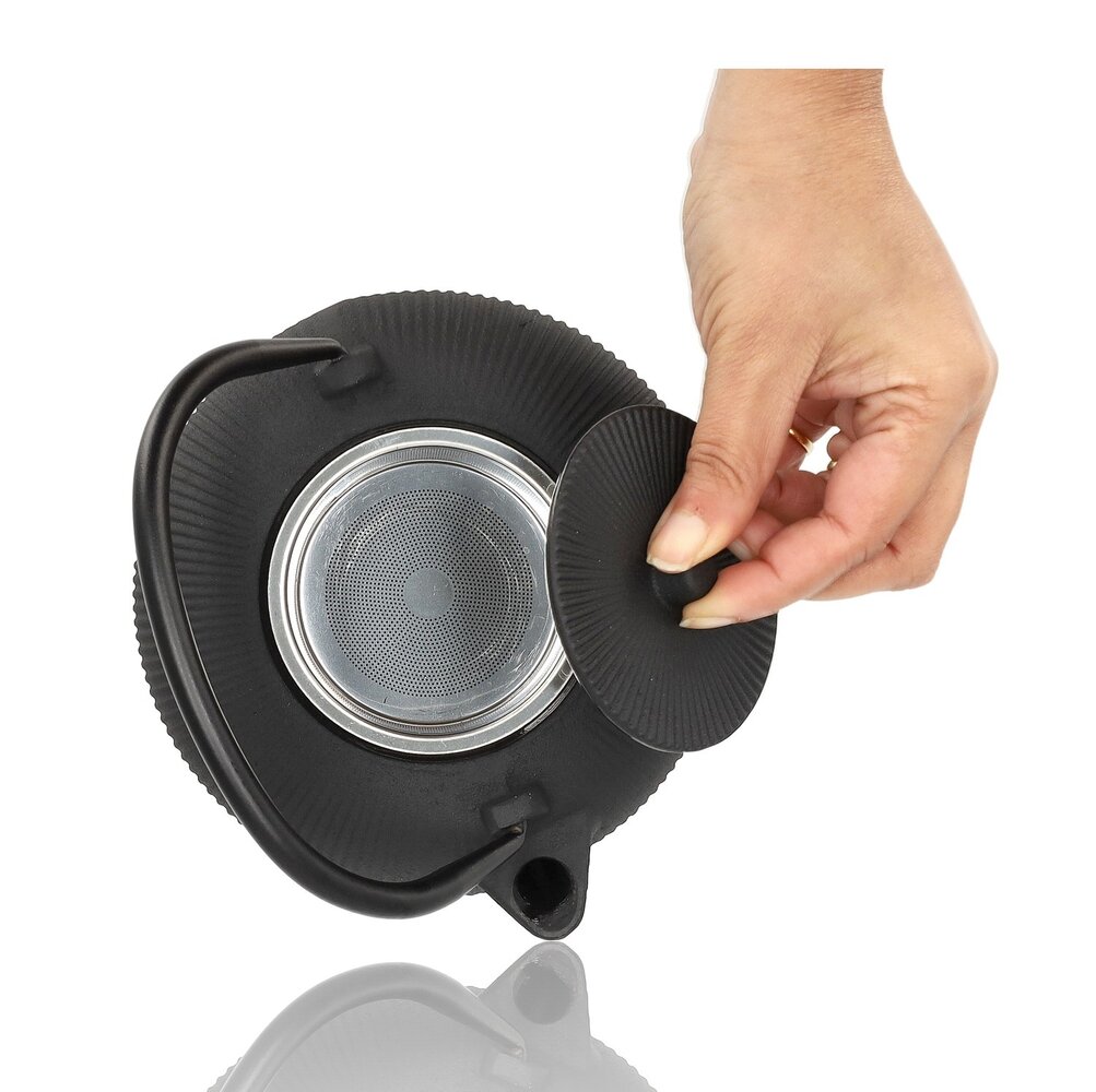 Discountershop Gietijzeren Theepot 1L met RVS Filter – Japanse Tetsubin Theepot voor Losse Thee