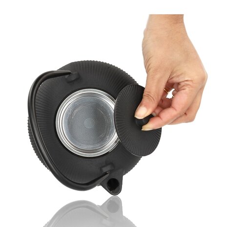 Discountershop Gietijzeren Theepot 1L met RVS Filter – Japanse Tetsubin Theepot voor Losse Thee