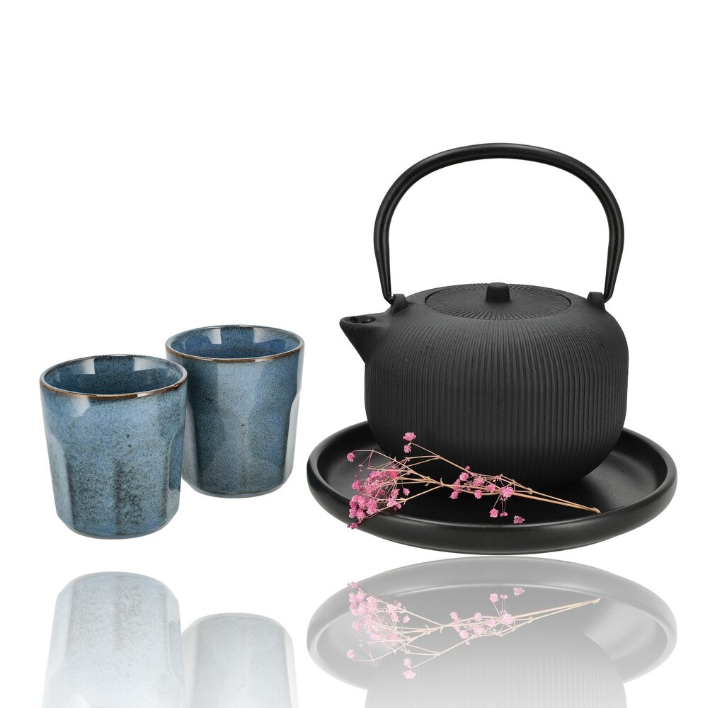 Discountershop Gietijzeren Theepot 1L met RVS Filter – Japanse Tetsubin Theepot voor Losse Thee