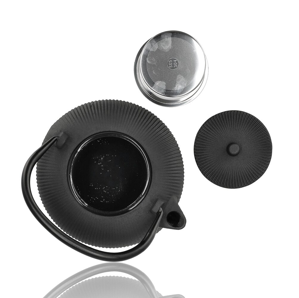 Discountershop Gietijzeren Theepot 1L met RVS Filter – Japanse Tetsubin Theepot voor Losse Thee