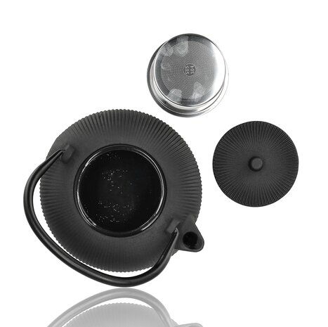 Discountershop Gietijzeren Theepot 1L met RVS Filter – Japanse Tetsubin Theepot voor Losse Thee
