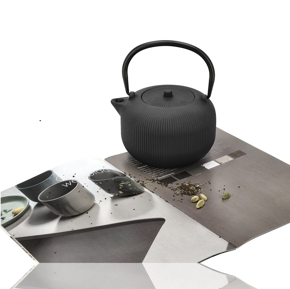 Discountershop Gietijzeren Theepot 1L met RVS Filter – Japanse Tetsubin Theepot voor Losse Thee