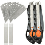 Discountershop Afbreekmes 18mm Set 2 Stuks met 20 Reservebladen – Snijmes met Veiligheidsslot voor Verhuizing, Magazijn en Dozen Openen