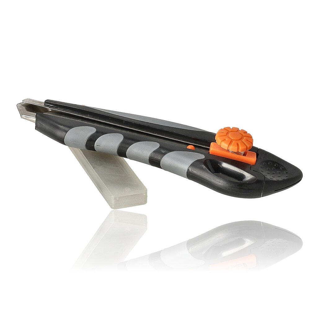 Discountershop 18mm Snap-Off Utility Knife Set (2 pcs) with 20 Spare Blades – Safety Lock Box Cutter for Moving, Warehouse & Carton Cutting