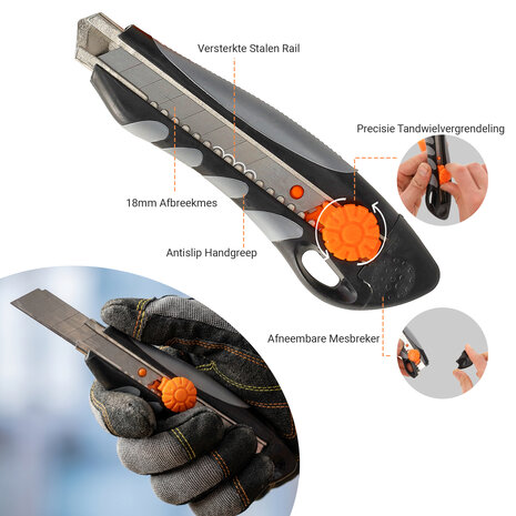 Discountershop 18mm Snap-Off Utility Knife Set (2 pcs) with 20 Spare Blades – Safety Lock Box Cutter for Moving, Warehouse & Carton Cutting