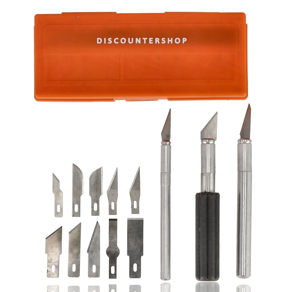 Discountershop Hobbymes Set 16-delig – Precisie Scalpelmessen met 3 Handgrepen en 13 Verwisselbare Mesjes voor Modelbouw en Hobby