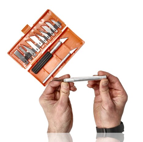 Discountershop Hobbymes Set 16-delig – Precisie Scalpelmessen met 3 Handgrepen en 13 Verwisselbare Mesjes voor Modelbouw en Hobby
