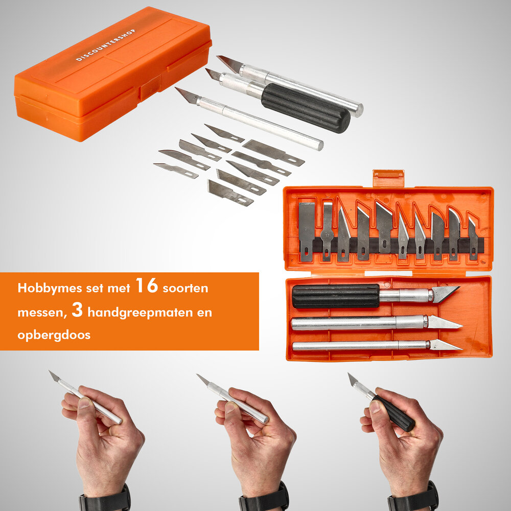 Discountershop 16-Piece Hobby Knife Set – Precision Craft Scalpel with 3 Handles & 13 Replaceable Blades for Model Making and DIY