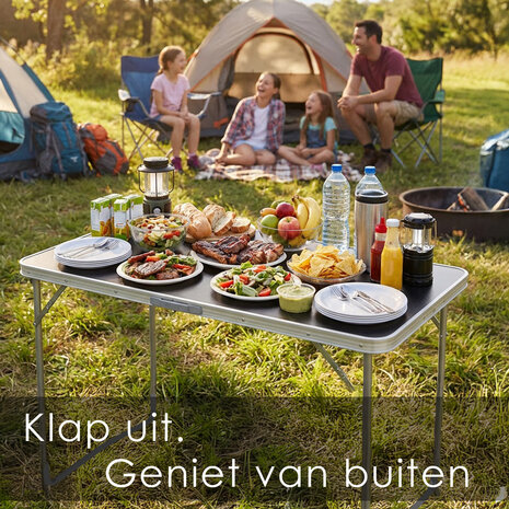 Discountershop Folding Table 120x60 cm – Portable Camping Table for Outdoor Use – Foldable Garden Table with Handle for 3-4 People