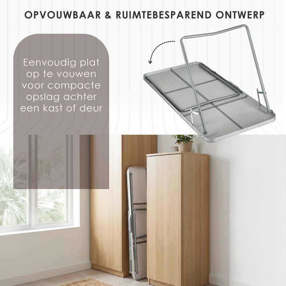 Discountershop Klaptafel 120x60 cm – Opvouwbare Campingtafel voor Buiten – Inklapbare Tuintafel met Handvat voor 3-4 Personen