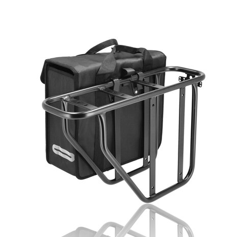 Discountershop Single Bicycle Pannier Black – 20L – Bike Bag with Reflective Strips – Water-Resistant – Universal Mounting