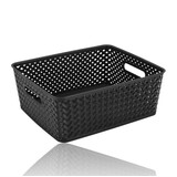 Discountershop Black Storage Basket – ±12L Plastic Storage Bins with Handles – Multi-Purpose Storage Organizer for Home Storage