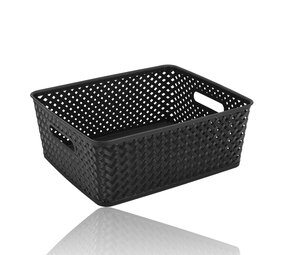 Discountershop Black Storage Basket – ±12L Plastic Storage Bins with Handles – Multi-Purpose Storage Organizer for Home Storage Discountershop Black Storage Basket – ±12L Plastic Storage Bins with Handles – Multi-Purpose Storage Organizer for Home Storage