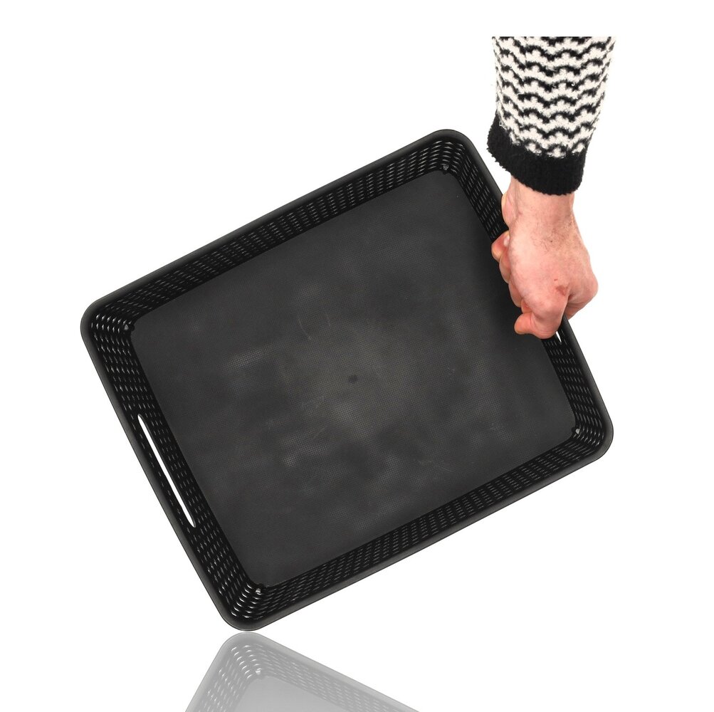 Discountershop Opbergmand Zwart – ±12 Liter Kunststof Opbergmanden met Handgrepen – Multifunctionele Opbergmand Voor Opslag