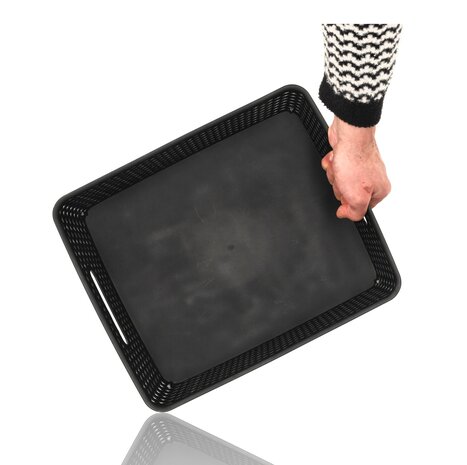 Discountershop Opbergmand Zwart – ±12 Liter Kunststof Opbergmanden met Handgrepen – Multifunctionele Opbergmand Voor Opslag