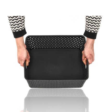 Discountershop Black Storage Basket – ±12L Plastic Storage Bins with Handles – Multi-Purpose Storage Organizer for Home Storage Discountershop Black Storage Basket – ±12L Plastic Storage Bins with Handles – Multi-Purpose Storage Organizer for Home Storage