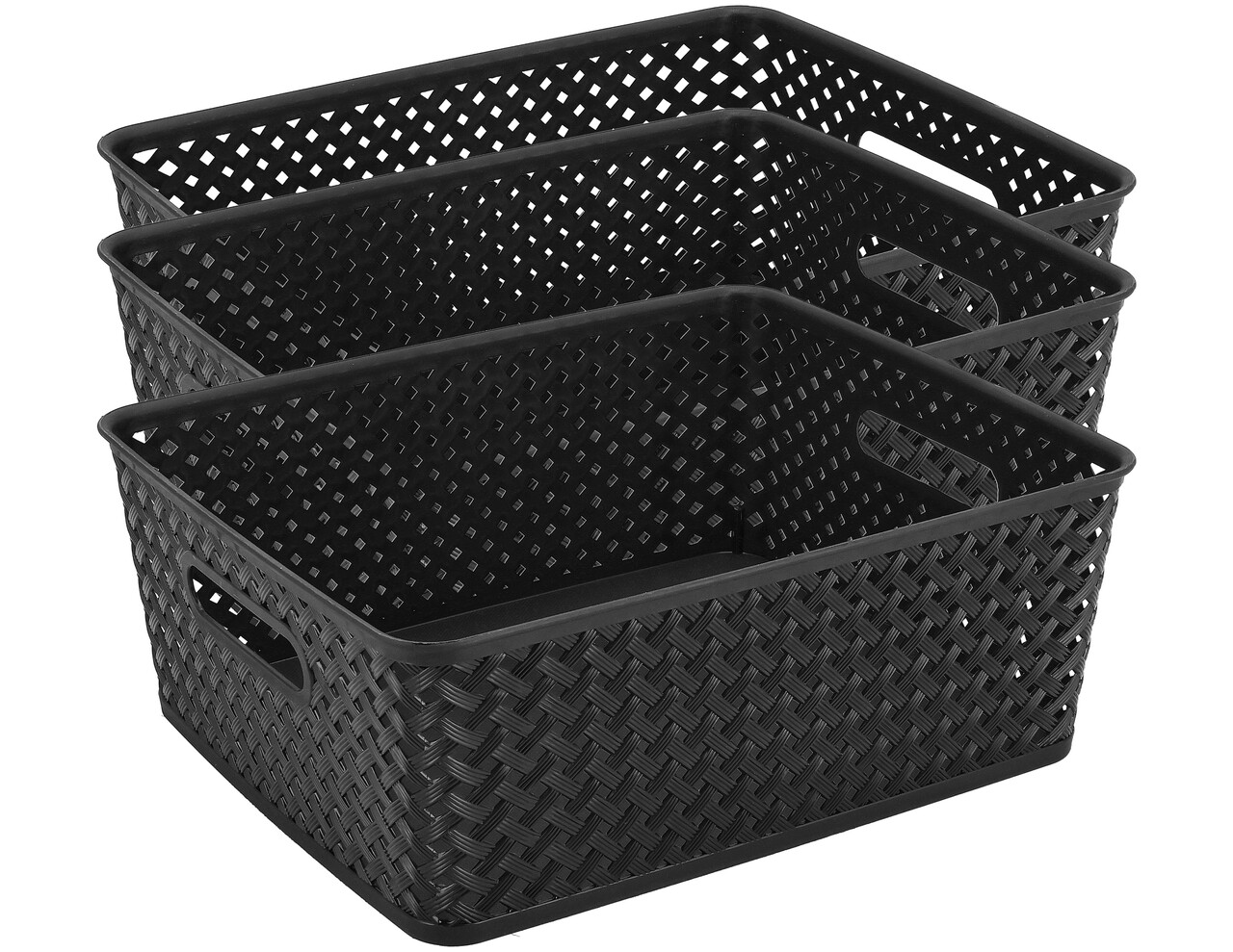 Discountershop Opbergmand Zwart – ±12 Liter Kunststof Opbergmanden met Handgrepen – Multifunctionele Opbergmand Voor Opslag